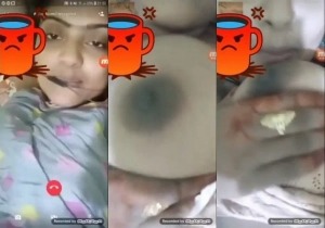 Horny Desi girl Sucking Her Big Boobs